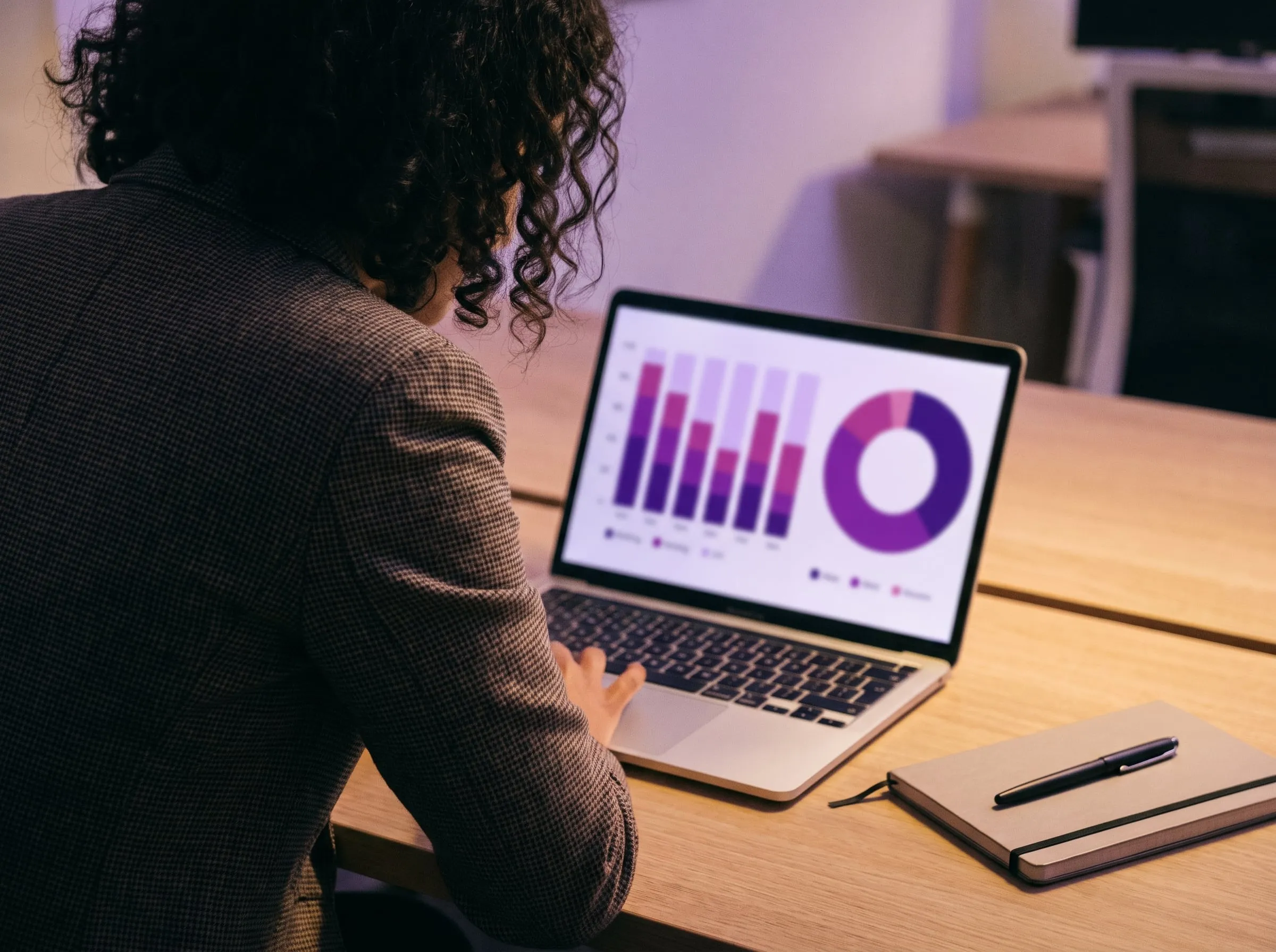 Blick über die Schulter auf ein Analyse-Dashboard mit Ranking und Budgetverteilung